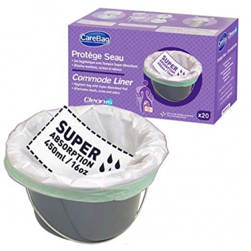 Commode Liner fits round collection pail, 20 1/2" x 15 3/4", with pad