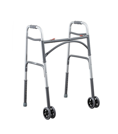 Bariatric 2 Button Folding Walker with 5″ Wheels