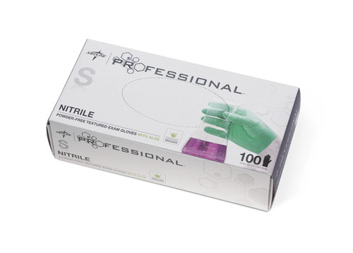 Medline Professional Nitrile Exam Gloves with Aloe, Green