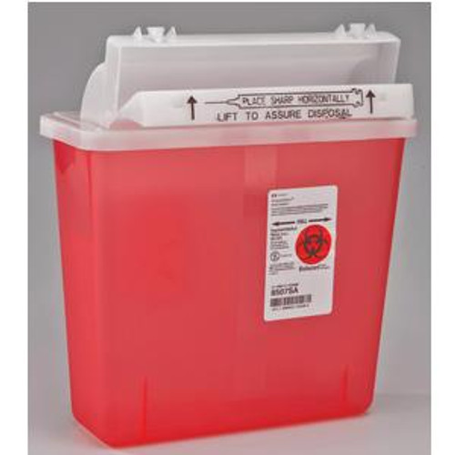 Kendall SharpStar™ In-Room™ Sharps Container with Counter-Balanced Lid, 5 Quart, Transparent Red