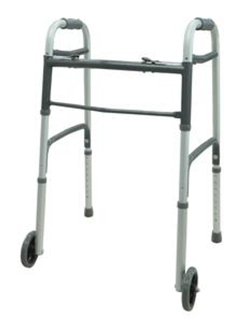 Two Button Folding Walker with 5" Wheels