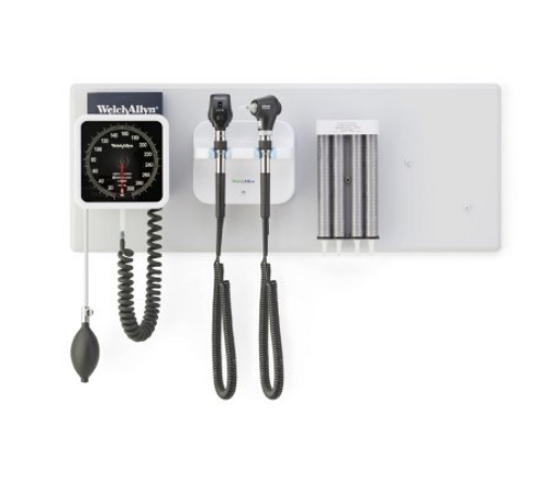 Wall Transformer Green Series™ 777 Welch Allyn Green Series 777 Integrated Wall System with Coaxial LED Ophthalmoscope, MacroView Basic LED Otoscope, BP Aneroid, and Ear Specula Dispenser