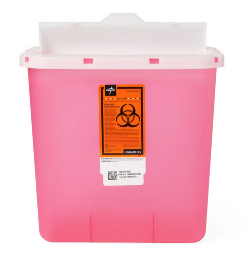 Patient Room Sharps Container with Counter-Balance Lid, Translucent Red, 2 gal.