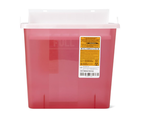 Patient Room Sharps Container with Counter-Balance Lid, Translucent Red, 5 qt.